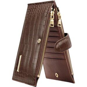 Wallet Women Crocodile Large Capacity Wallets RFID Blocking Multi Card
